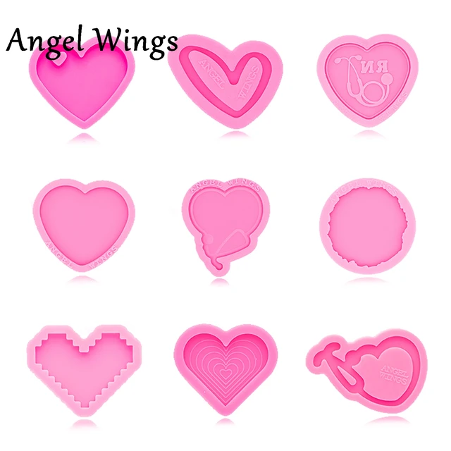 Dy0405 Ferde Szív/Rn Szívjelző/Sztataszkóp Szív -Szilikon Formákkal, Szerelmi Jelvényt Orsó Gyanta Hogy Epoxi Kézművességet Készítsen