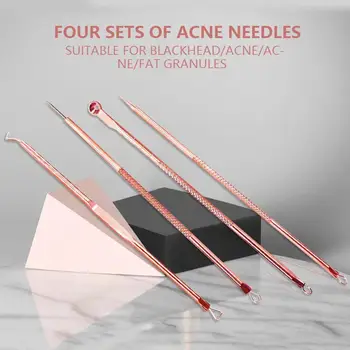 

Universal 4PC Acne Removal Needle Pimple Blemish Blackhead Remover Fat Granule Acne Treatment Anti-acne Repair Rose Gold Set Kit