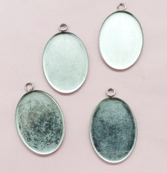 

Necklace pendant !# 100pcs 18 x25 mm stainless steel inner elliptical teeth edge sin Blank Pendant Bases Cameo Cabochon