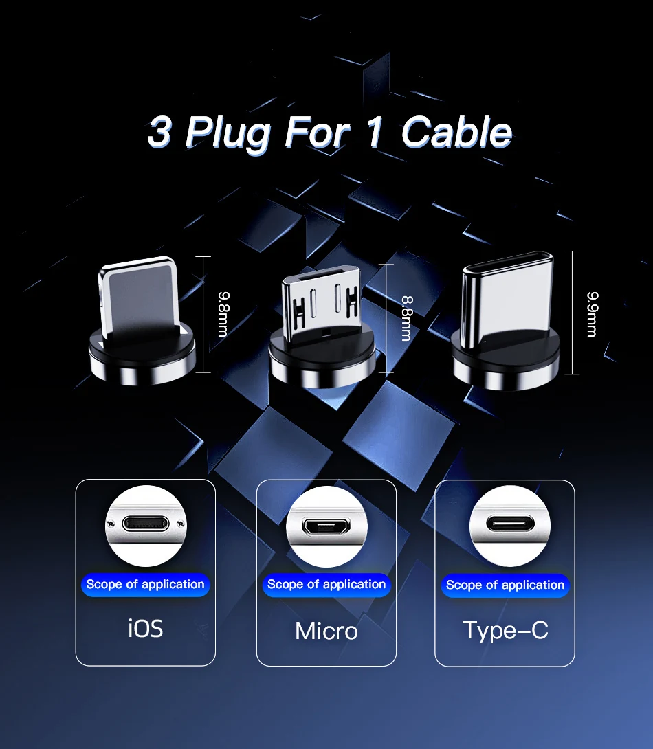 !ACCEZZ 5A Magnetic Cable Fast Charging For iPhone X 11 8 ipad Mini Xiaomi Realme Micro USB Type C Magnet Charger Data Sync Cord (2)