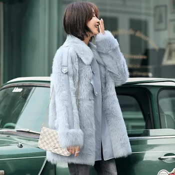 

Natural Fur Coat Female Winter Wool Parka Leather Jacket Women 100% Real Fur Jacket Woman Korean Double Faced Fur Top Hiver 0068