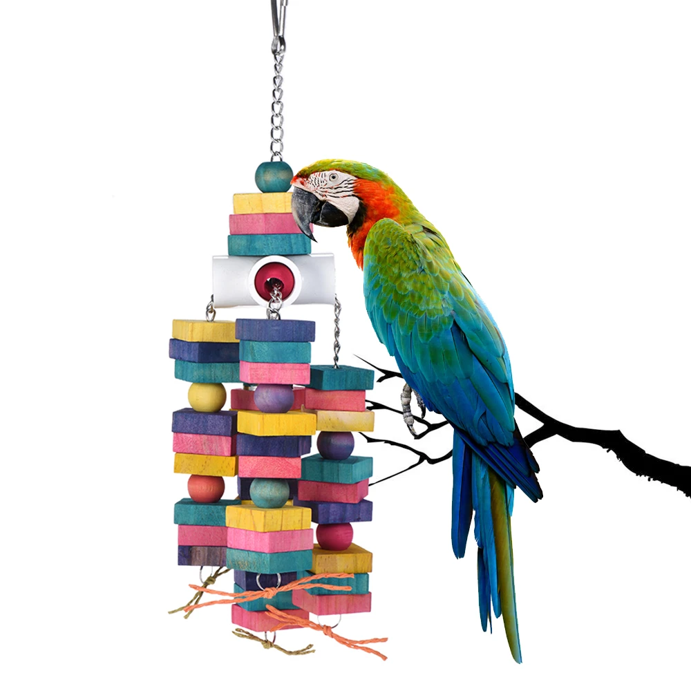 Como Hacer Que Tu Periquito No Te Muerda 32cm de colores para pájaro de Mascota de juguete loro juguetes de madera  del pájaro muerde subir masticar juguete colgante periquito Swing jaula de  loro - AliExpress Hogar y jardín
