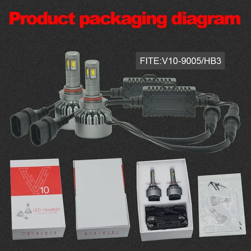Новинка V10 9005 Автомобильные светодиодные фары 9600Lm 120 Вт 12 В Противотуманные фары общие Автомобильные светодиодные фонари бесшумные вентиляторы Автомобильные светодиодные лампы
