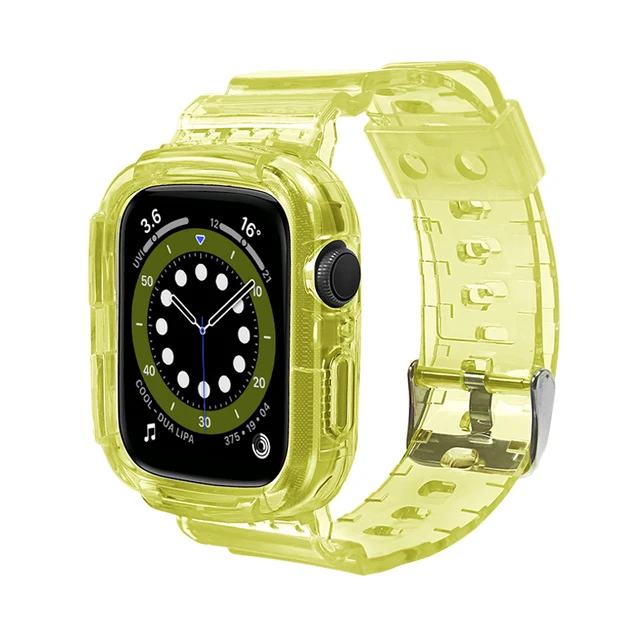 Case+Strap For Apple Watch Band 40mm 44mm 42mm 38mm Accessories Soft Transparent Bracelet iWatch for iWatch Series 6 5 4 3 2 1 Yellow