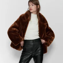 ZOEPO пальто с отложным воротником женские модные зимние повседневные однотонные куртки из искусственного меха женские элегантные пальто с длинным рукавом женские Дамские LM