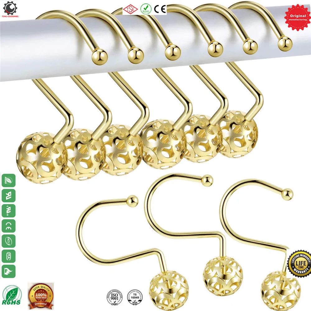 

304 Stainless Steel Shower Curtain Rings Hooks Rustproof Shower Curtain Hooks Decorative S Shower Hooks,Shower Curtain Rods