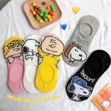 Милые Женские повседневные хлопковые носки с рисунком Snoopy собаки; удобные невидимые носки; нескользящие носки-башмачки для девочек; Прямая поставка