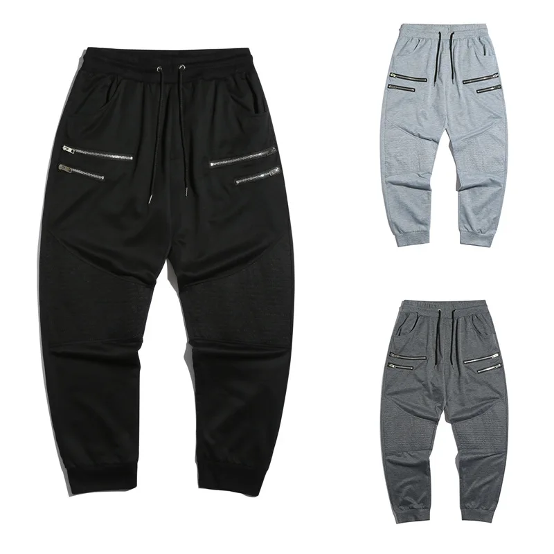 

Casual Pants Men Sweatpants With Drawstring Popular Zipper High Quality Sweatpant Mens Black Streetwear Trousers Males Fashions