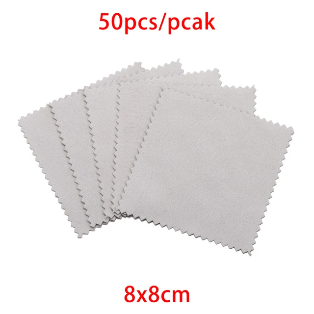 10-50pcs Polish Polishing Cloth Silver Color Cleaning  Polishing Cloth Soft Clean Wipe Wiping Cloth For Silver Gold Jewelry Tool Grey 8x8cm 50Pcs