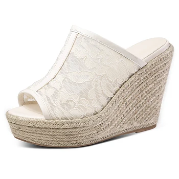 

White High Heel Platform Sandals Women Black Wedges Shoes for Summer Good Quality Roman Thick Bottom