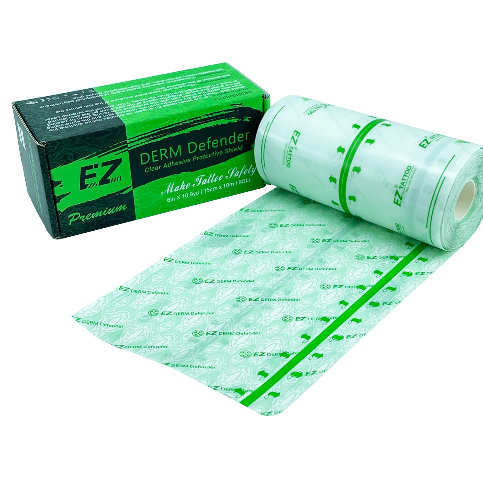 EZ Premium Derm Defender Tattoo Adhesive Protective Shield Waterproof Tattoo Film Aftercare Skin Healing Supply 10/15 CM*10 M 1200pcs disposable tattoo barrier film waterproof adhesive bandage protective barrier film roll for tattoo dental device