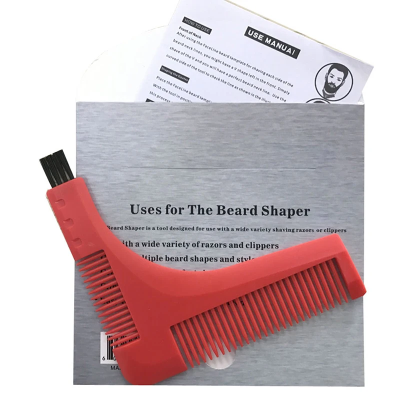 Расческа для укладки бороды, формирователь бороды, инструмент для ухода за шерстью, портативная щетка для усов для мужчин, стайлер 9371ztou - Цвет: Красный