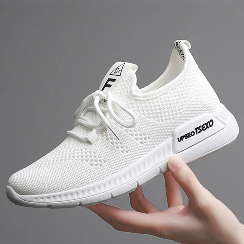 

Fashion Women's Shoes Casual Air Mesh Lace Up Shallow Running Shoes Girls Solid Rubber Cozy Wedge Sneakers Woman