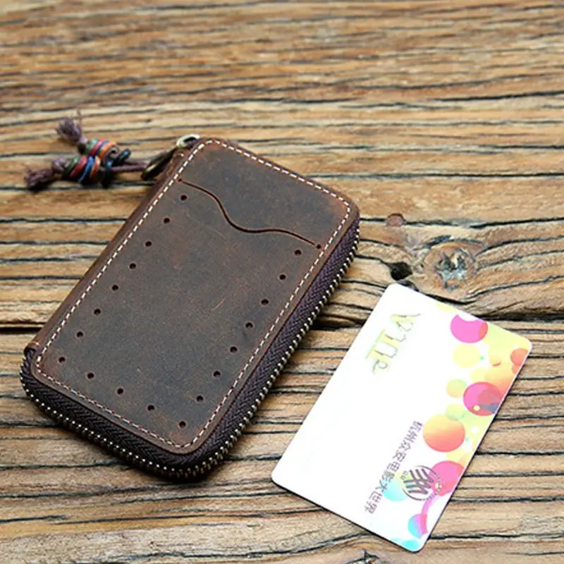 Portable Men's PU Leather Mini Key Bag Case Card Money Holder Coin Case Purse Pouch Male Casual Small Zipper Key Wallet 8 Colors