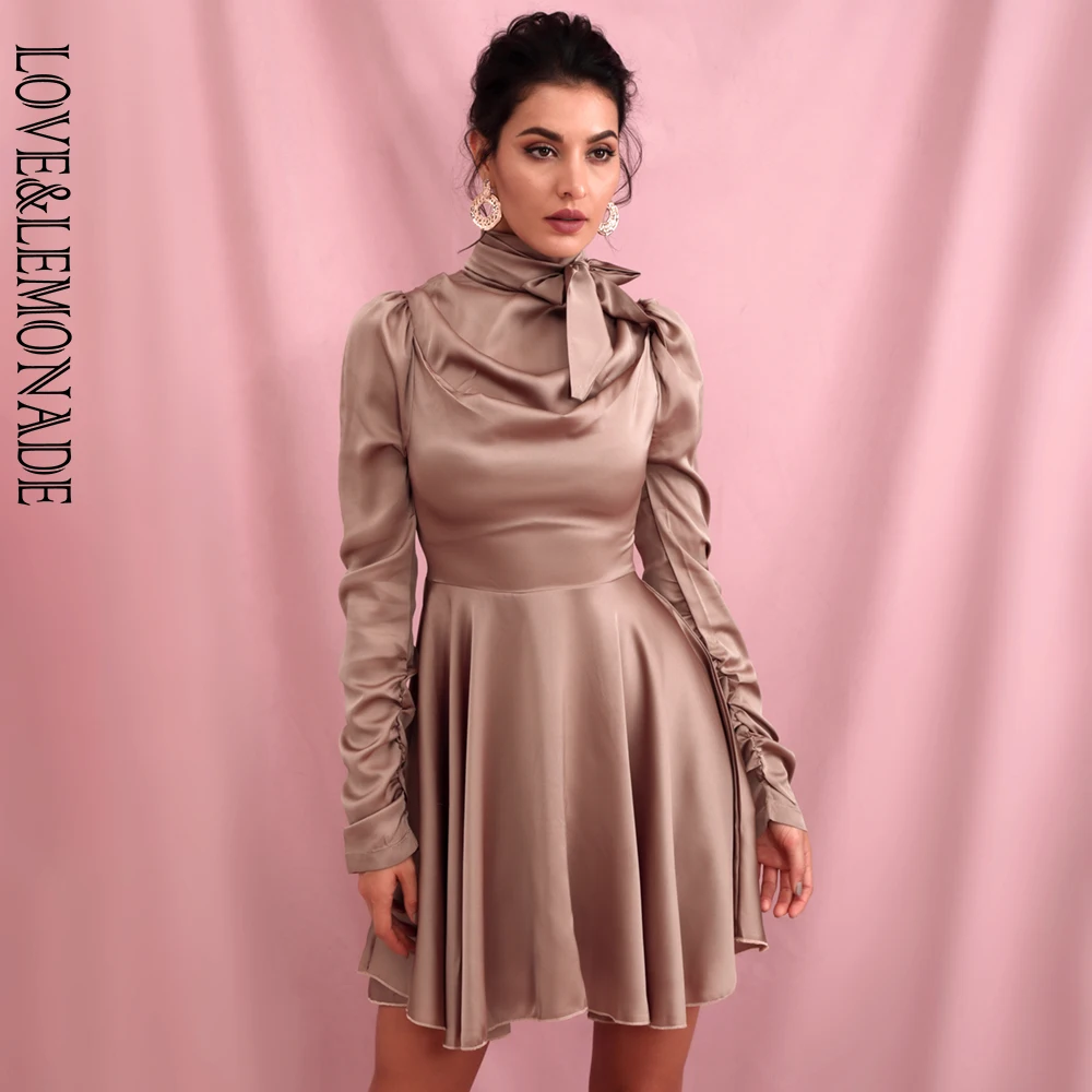 Женское платье из искусственного шелка LOVE &amp LEMONADE весеннее эластичное с длинными