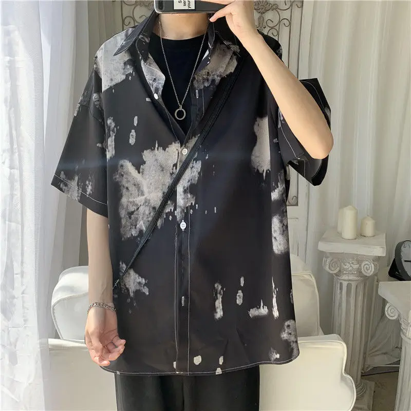 

Summer Flower Shirt Men's Fashion Printed Casual Shirts Mens Wild Dress Shirt Men Streetwear Loose Short Sleeve Shirt M-2XL