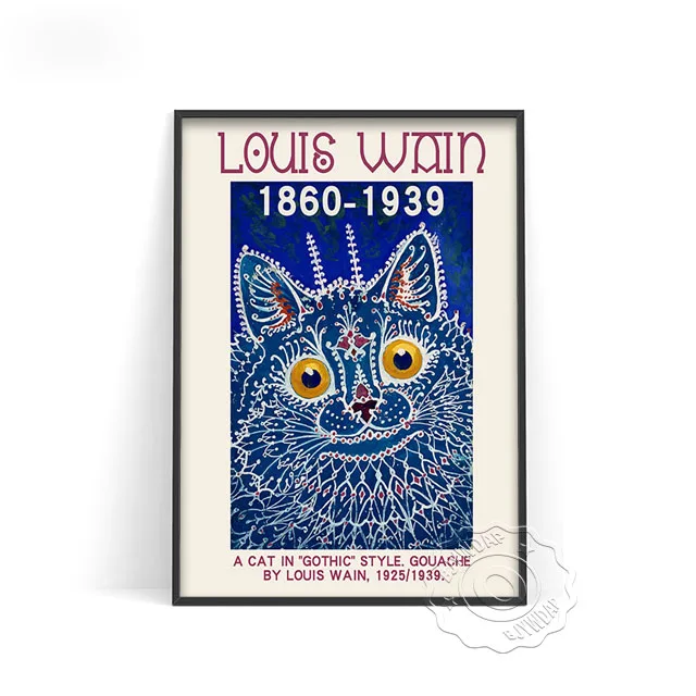  Louis Wain Psychedelic Cat Prints - Set of 4 Vintage Wall Art &  Wall Decor - Retro Cat Paintings for Bedroom Decor, Living Room Decor,  Kitchen Decor and Office Decor (8x10