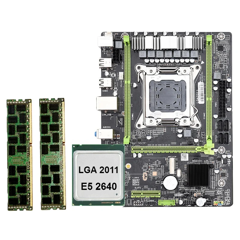X79 M2 LGA2011 материнская плата комбинированный набор с E5 2640 CPU 2X8GB 16GB DDR3 RAM 2 Ch 1600Mhz ECC REG