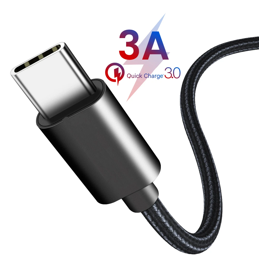 

USB Type C Cable 3A Fast Charging USB C Data Cord Usb-C Charger For Samsung S10 S9 S8 Xiaomi MI 8 Redmi Note 7 Type-C Nylon