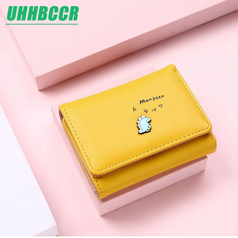 Women Cute Small Dinosaur Wallet Buckle Folding Girl Brand Designed Pu Leather Coin Purse Female Card Holder | Багаж и сумки