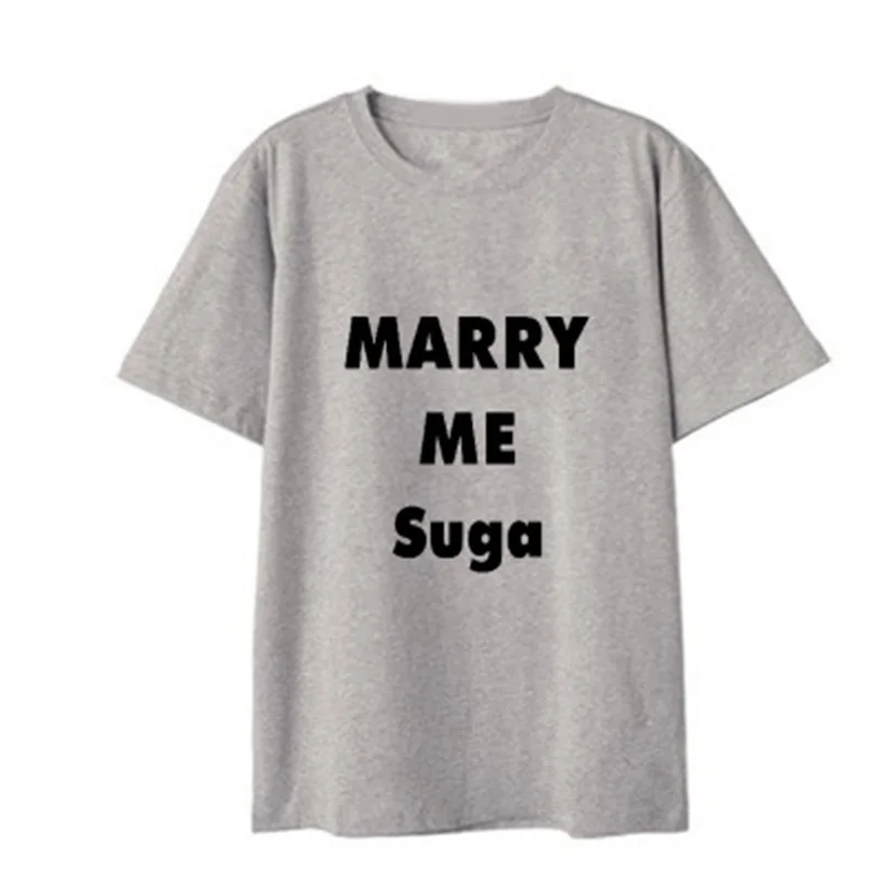 KPOP Bangtan/4 цвета, летняя футболка с короткими рукавами с принтом «MARRY ME JIN SUGA J-HOPE JUNG KOOK Rap Monster», LJJ423 - Цвет: SUGA Grey