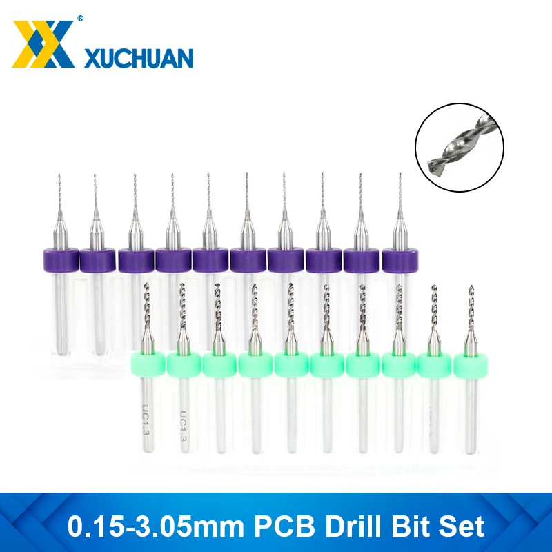 10pcs 0.15-3.05mm Carbied PCB Mini Drill Bit For Print Circuit Board Drilling 3.175mm Shank PCB Drill Bit Set