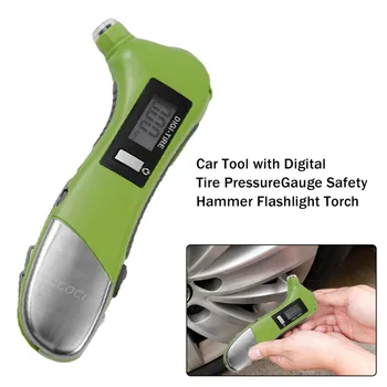 

Multi Function Car Tool with Digital Tire Pressure Gauge Safety Hammer Flashlight Torch Outdoor Safety