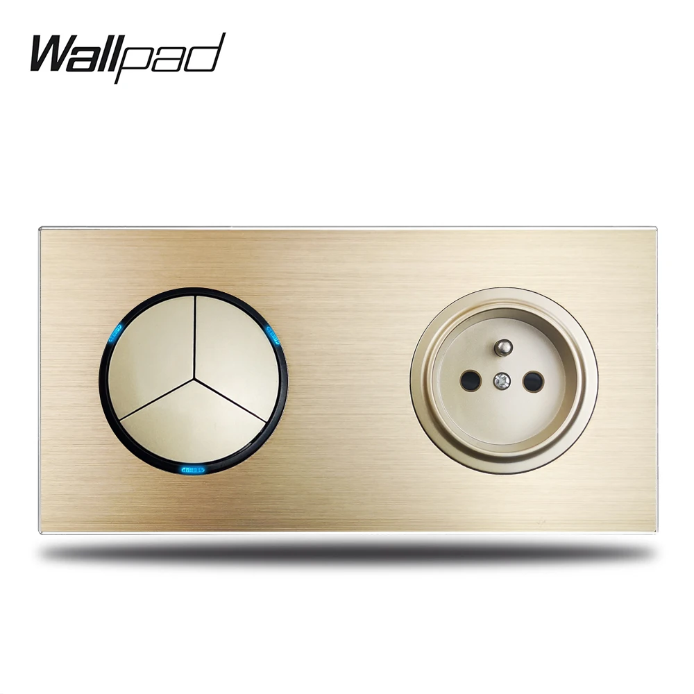 Wallpad L6 Gold 3 Gang светильник ключатель света синий светодиодный индикатор