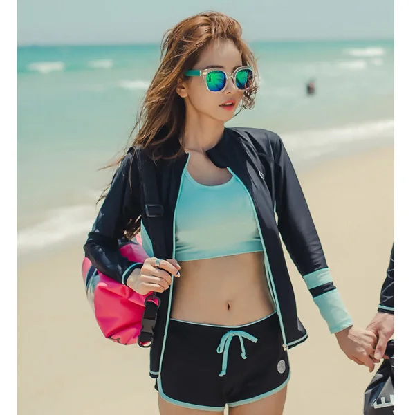 

South Korea Diving Suit Split Type Quick Drying Clothes Zipper Sun-resistant Jellyfish Men And Women Long Sleeve Swimsuit Wetsui