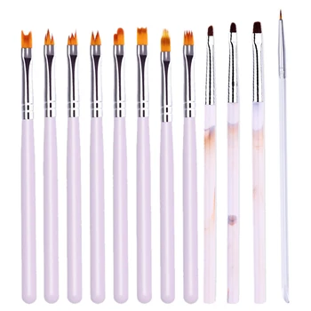 

1Pc Gradient Nail Brush Acrylic Painting UV Gel Brushes Flower Drawing Pen Purple Handle Nail Art Tool Nail Design DIY