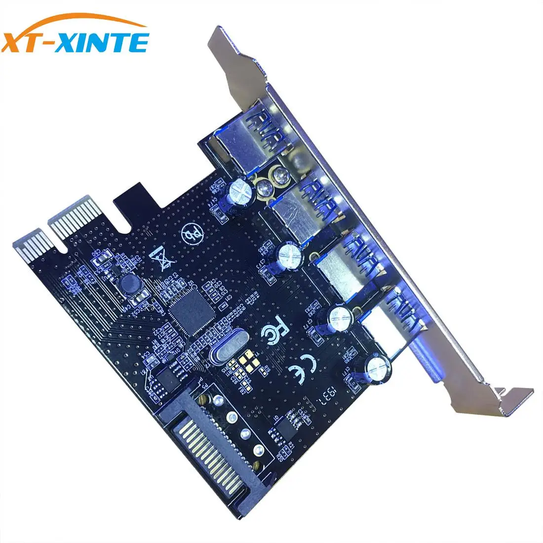 

XT-XINTE PCIe Expansion Card 4Port USB 3.0 To PCI-E Express Card Adapter 15Pin SATA PCIe Riser Card USB3.0 Controller PCI-E 1x