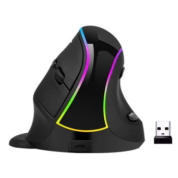 

2.4G RGB Home Office Type-c 7 Buttons 4 Adjustable DPI Rechargeable Vertical Wireless Mouse Mice Ergonomic Small For Windows OS