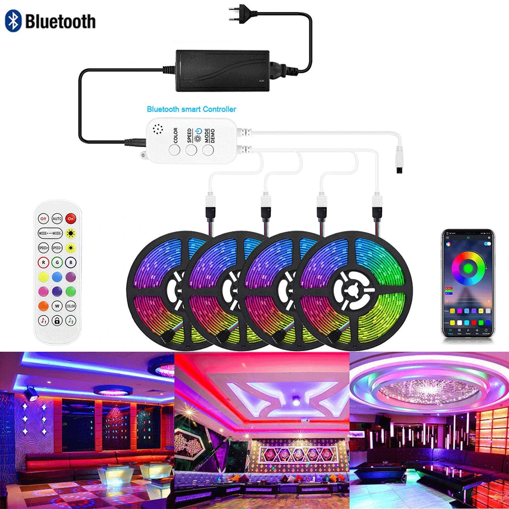 Цвет меняющийся светодиодный полосы светильник Bluetooth SMD5050 DC12V Водонепроницаемый