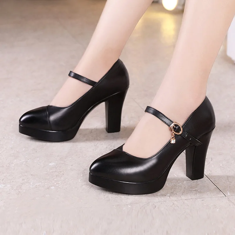 black block heel work shoes
