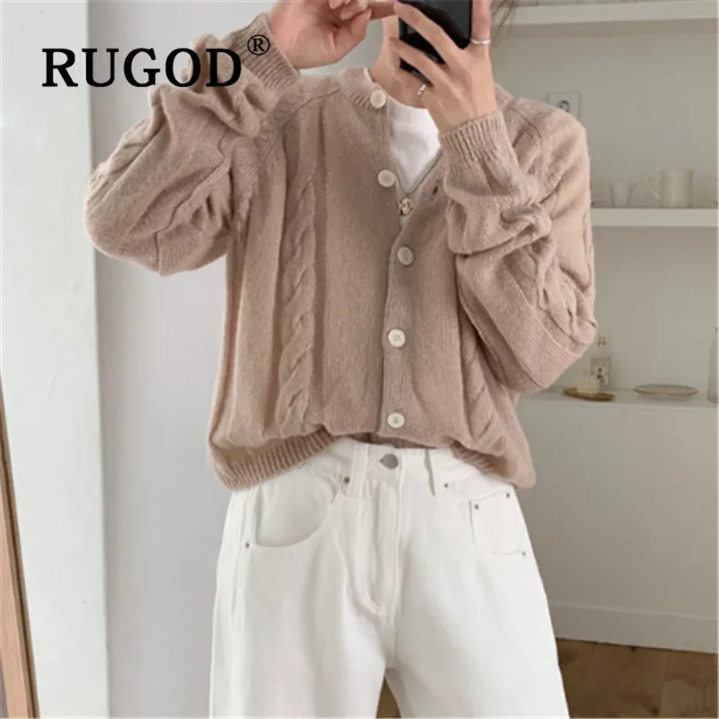 RUGOD, Ретро стиль, однотонный, элегантный свитер, твист, узор, кардиган, Simplee, зимние топы для женщин, трикотаж, корейский стиль, на каждый день, осень