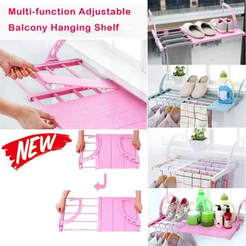 

Multifunction Home Windowsill Hanging Shelf Adjustable Clothes Shoes Drying Rack