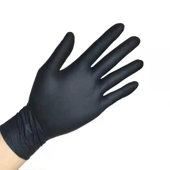 

50 Pieces Of Disposable Nitrile Latex Gloves Black Non-Slip Acid And Alkali Laboratory Rubber Latex Gloves Home Garden Cleaning