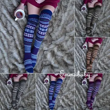 

Christmas Women Soft Winter Warm Cable Knit Over knee Long Boot Thigh High Socks Stocking