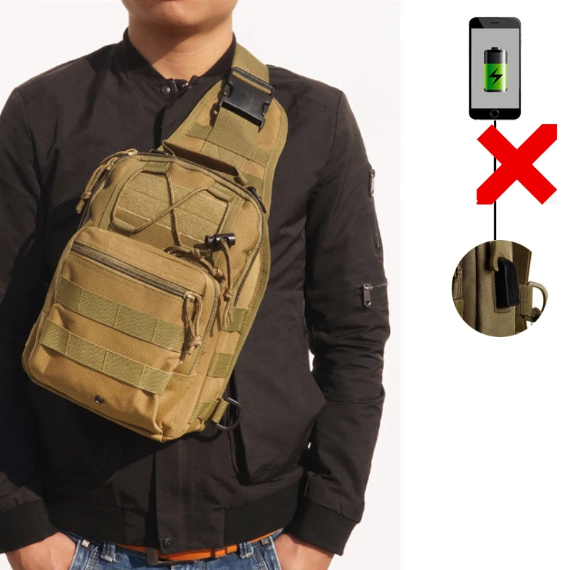 khaki USB зарядка, военная тактическая сумка на плечо, сумка для альпинизма, Путешествий, Походов, треккинга, спортивный рюкзак для альпинизма, противоугонные сумки - Цвет: khaki