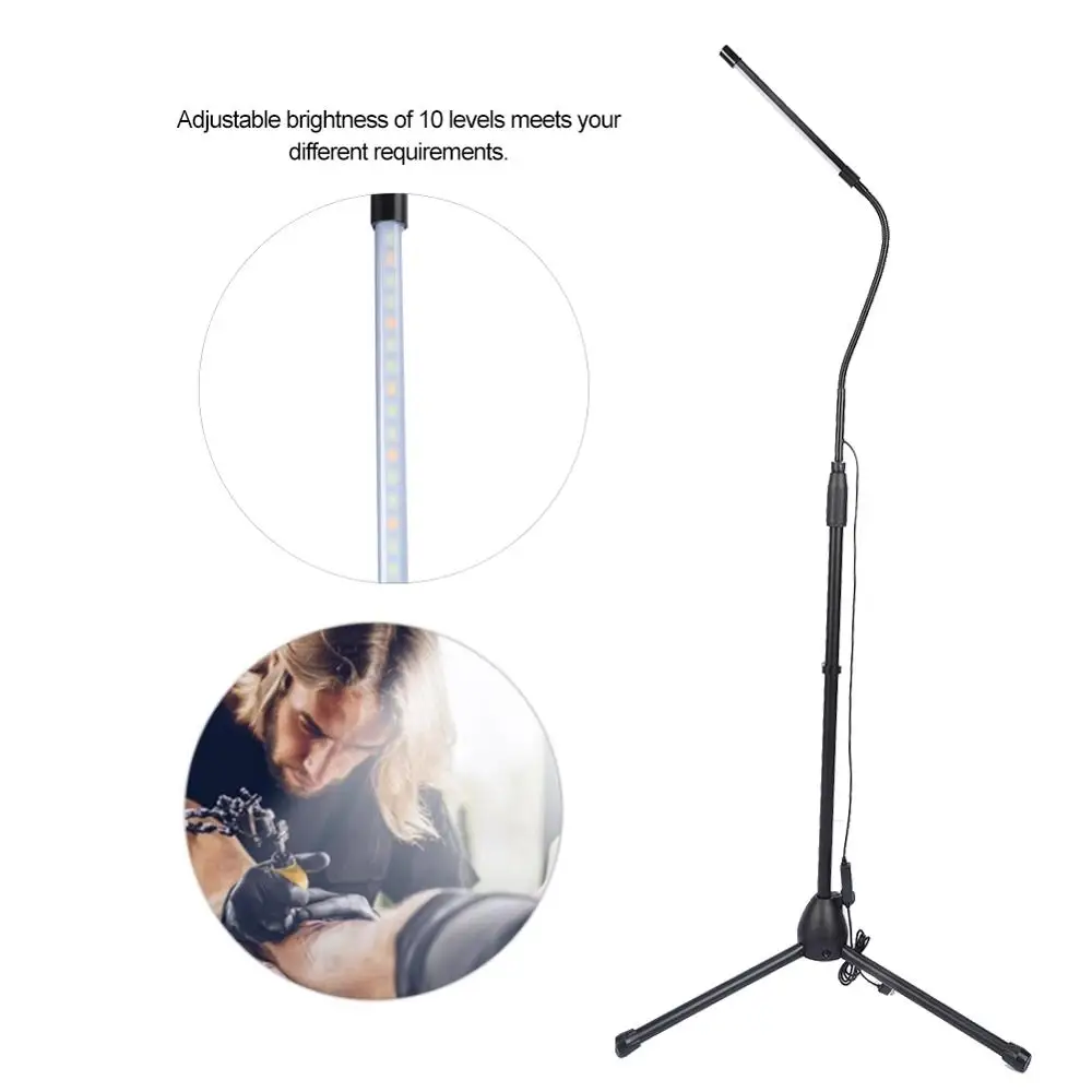 

Adjustable 10 Levels LED Tattoo Floor Lamp light Dimmable Rotation Brightness Eye Protection Read Standing Lamp Beauty Room lamp