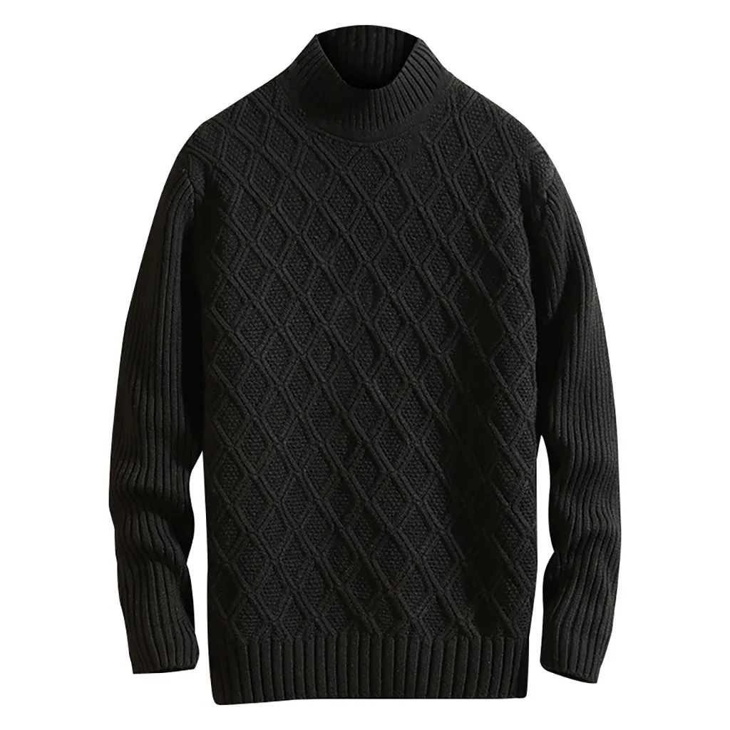 Womail/модный свитер с длинными рукавами, пуловер с длинными рукавами, вязаный мужской свитер, пуловер, однотонные повседневные мужские пуловеры - Цвет: Черный