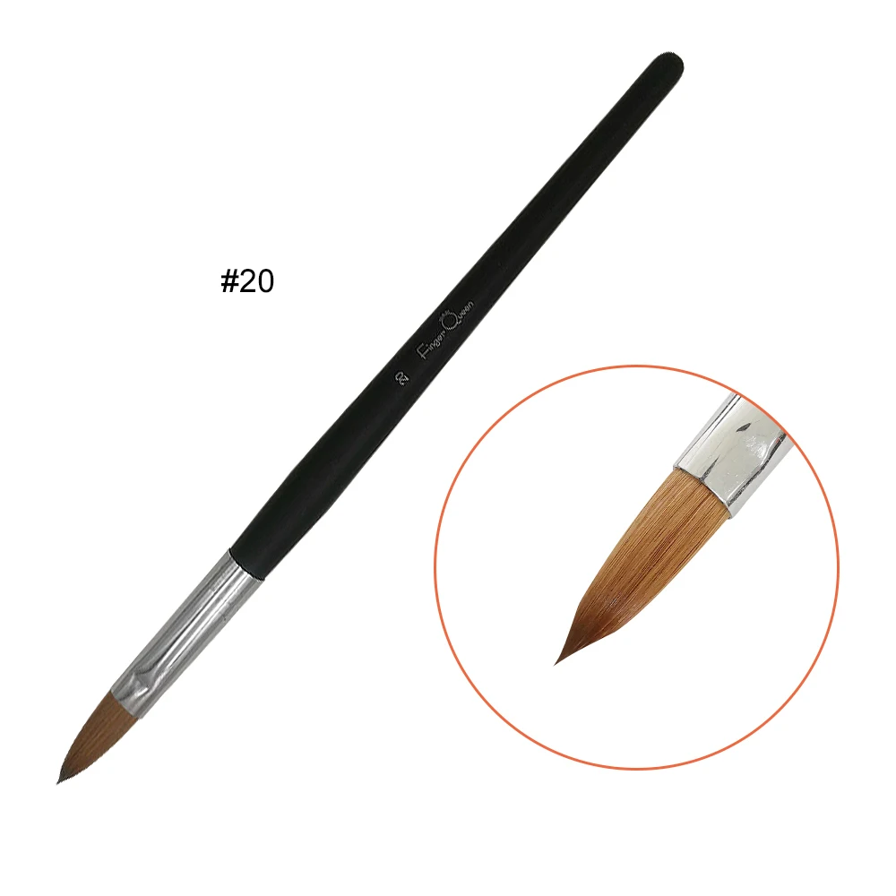 1pcs Kolinsky Manicure Brushes Black Crystal Nail Pencil for Nail Decoration Painting Carving Gel Nail Brush - Цвет: size20
