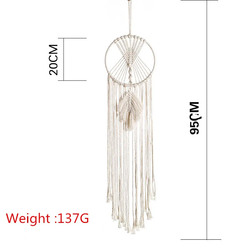 Star Moon Macrame Dream Catcher Boho Home Wall Decor Girls Kids Nursery Garden Decoration Outdoor Gifts With Light