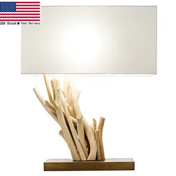

NEW! DRIFTWOOD ANGLE TABLE LAMP - 19" NATURAL WOOD NIGHTSTAND/END TABLE LIGHT