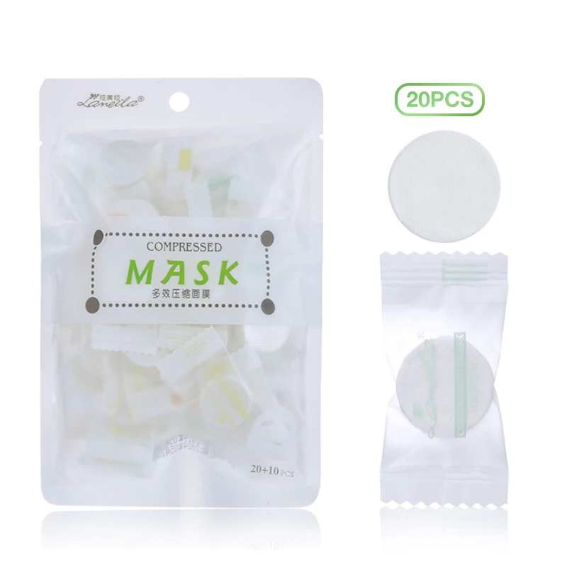 

20 Granules + 10 Sheets Pure Cotton Compressed Facial Mask Paper