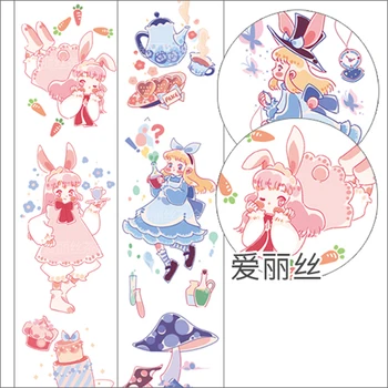 

38mm*5m Alice in Wonderland Cartoon March Hare Anime girl Decoration Washi Tape DIY Planner Scrapbooking Masking Tape Escolar