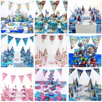 

82pc Kids Birthday Party Supplies Souvenirs Decorations Superhero Mickey Mouse Party Supplies Disposable Tableware Favors