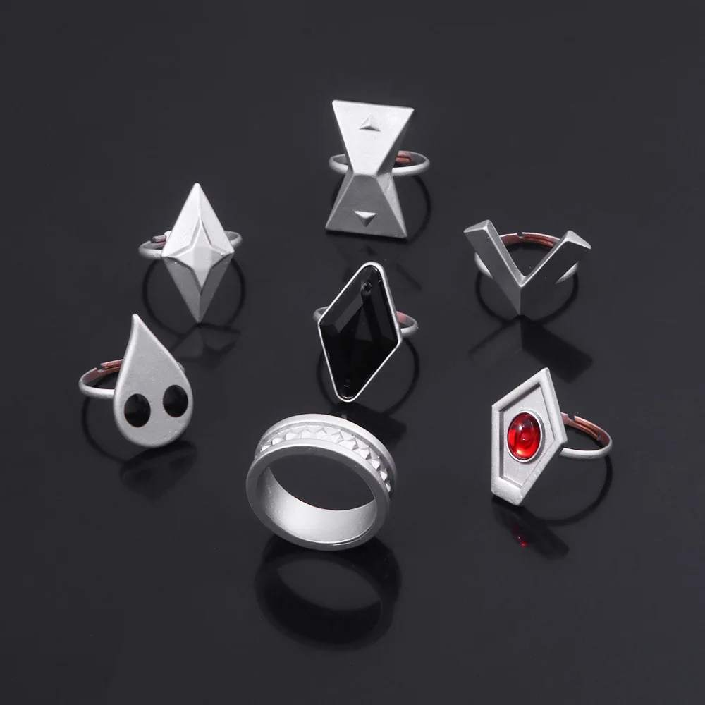 Jeu Genshin Impact Hu Tao Ring, Accessoires de cosplay, Ensemble de matiques, Personnages de projet, Anime Metal Ring, Cadeau pour unisexe, 7 pièces