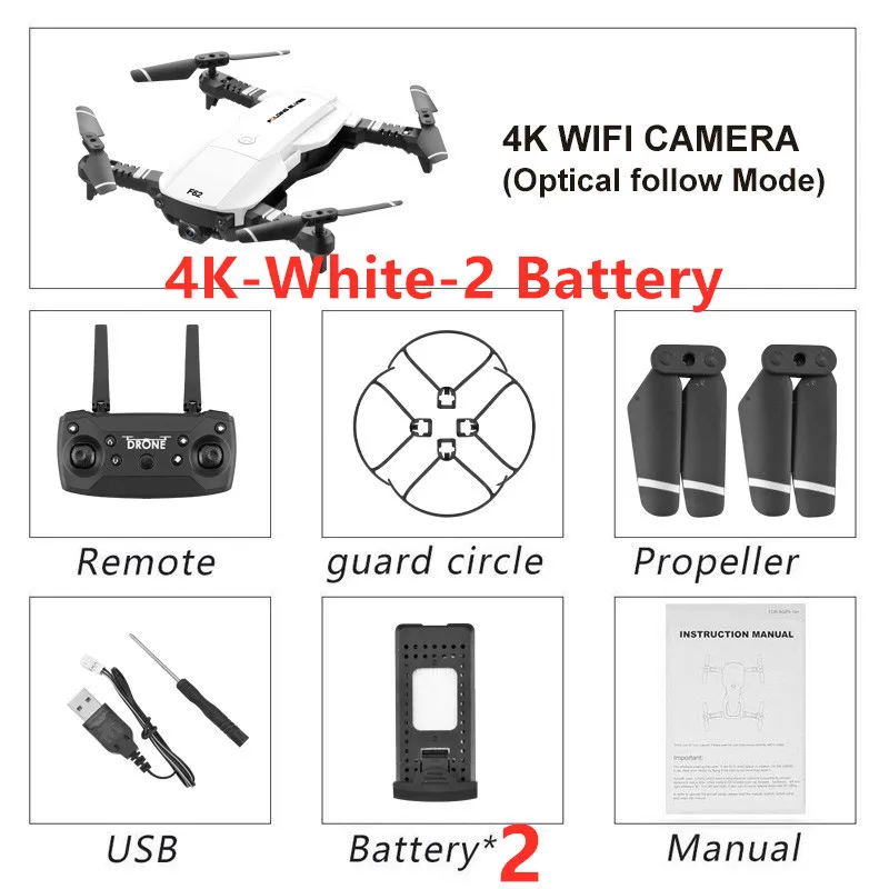 Новейший мини-Дрон 4K Wifi HD широкоугольная камера Радиоуправляемый вертолет оптический поток управление жестом Следуйте за квадрокоптером обратно в Shcool игрушки - Цвет: 4KP White 2B Bag