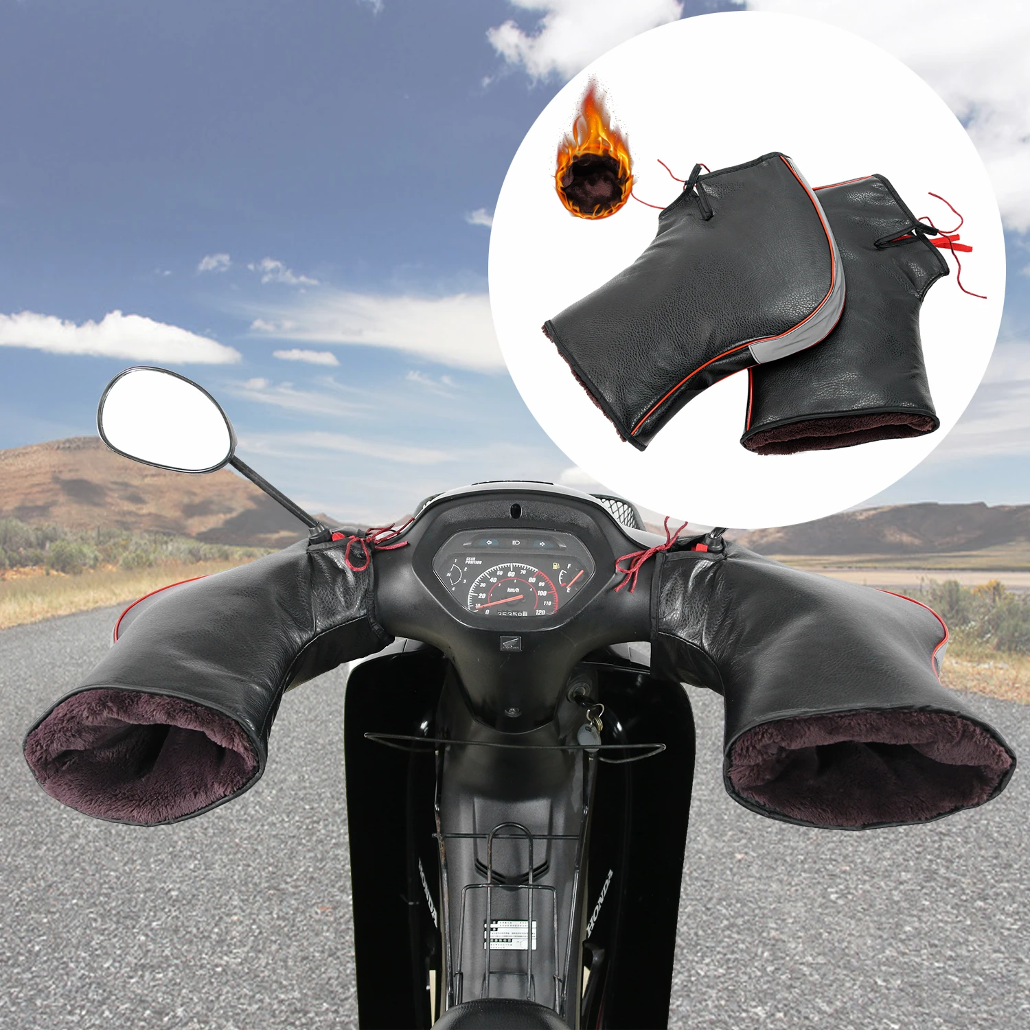 Motorcycle Hand Handlebar Gloves 38x33cm Winter Warmer Motorbike/scooter Grip Muffs Waterproof Windproof - - AliExpress